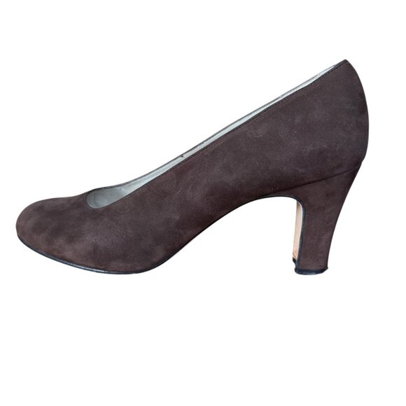 Delman brown 6 1/2M suede pumps 2.75" heel woman's shoes - Picture 3 of 11